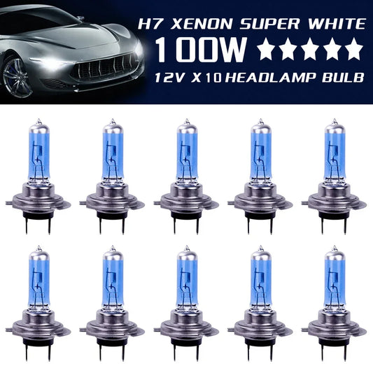 2/10Pcs H7 100W 12V Car Fog Light Halogen Bulbs Super Bright Car Headlight Bulbs Auto Parking Lamp Led Bulbs Car Accessories
