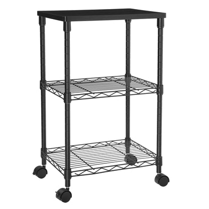 SONGMICS 3 Tier Printer Stand, Printer Table with Wheels, Rolling Printer Cart, Printer Desk with Metal Frame for Home Office