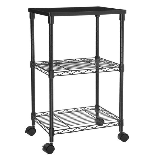 SONGMICS 3 Tier Printer Stand, Printer Table with Wheels, Rolling Printer Cart, Printer Desk with Metal Frame for Home Office