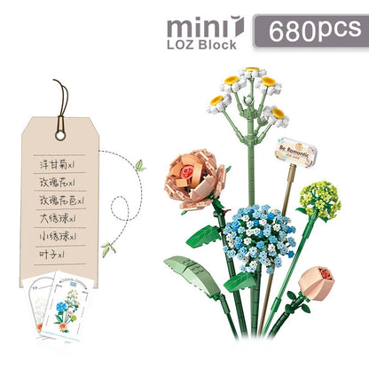 LOZ Flower Bouquet Building Blocks Kit DIY Flowers Block Toys Set Valentine's Day Rose Bricks Set Gift for Girls Friends adults