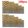 100/50Pcs Titanium Coated Drill Bits HSS High Speed Steel Set Tool Quality Power Tools 1/1.5/2/2.5/3mm
