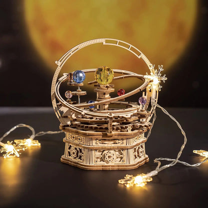 Robotime Rokr 84pcs Rotatable DIY 3D Starry Night Wooden Model Building Kit Block Assembly Music Box Toy Gift for Children Adult