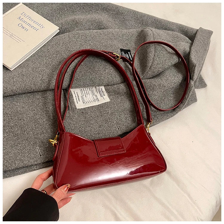 Light Luxury High-end Patent Leather Ladies Shoulder Bag 2025 New PU Leather Women Tote Bag Underarm Handbag Crossbody Purse