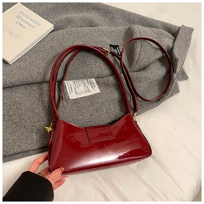 Light Luxury High-end Patent Leather Ladies Shoulder Bag 2025 New PU Leather Women Tote Bag Underarm Handbag Crossbody Purse
