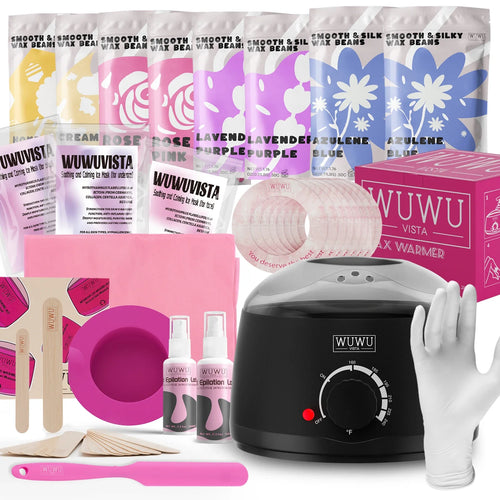 Waxing Kit 69 items, WUWUVISTA Christmas Gift Set Hair Removal Hard Wax Kit Wax Warmer Wax Beads Face/Brazilian/Full Body/Bikini