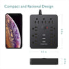 TRANSTON Power Outlet with Surge Protector, 9 power strip 3 USB Ports, 5ft Extension Cord, Quick Charge, For Homeand off
