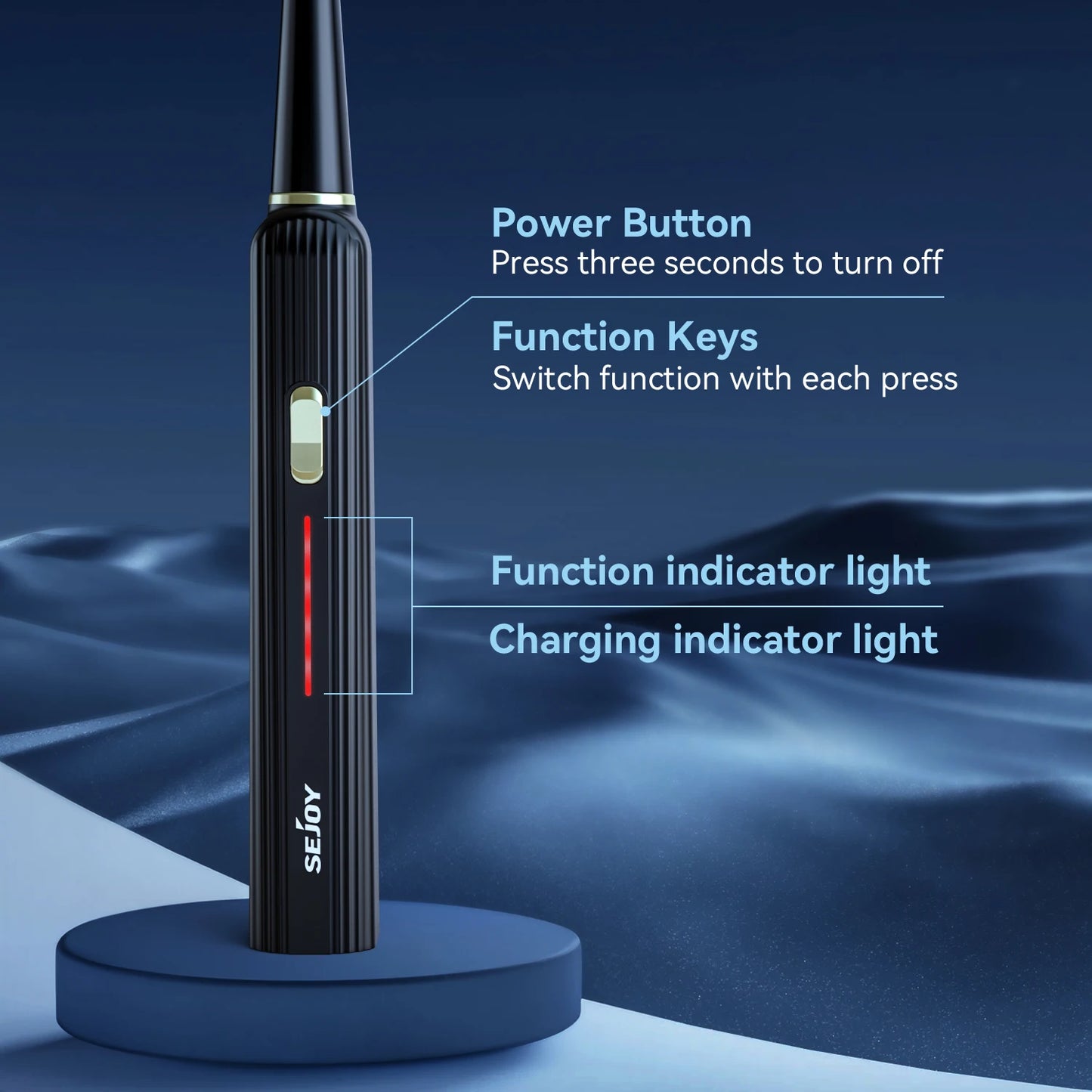 Sejoy Electric Toothbrush 5 Modes USB Rechargeable 12 Replacement Toothbrush Heads  Adult Ultrasonic Teeth Cleaning