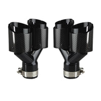 1 Pcs Universal Car Carbon Fibre Tail Throat Silencer Length Black Y-Shaped Double Out Twill Glossy Exhaust Muffler Tip