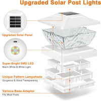4/6/8/12 Pack 2 Mode Bright Solar Post Lights, Solar Powered Deck Lights for 4x4 4.5x4.5 5x5 Posts in Garden Decor, White