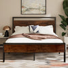 HOOMIC Platform Bed Frame with Rustic Wooden Headboard and Footboard, Heavy Duty 12 Metal Slats Strong Support Allewie