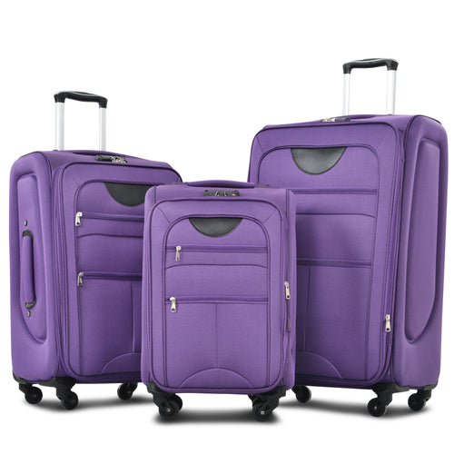 Softside Luggage Expandable 3 Piece Set Suitcase Upright Spinner Softshell Lightweight Luggage Travel Set