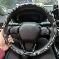 3PCS Laser Carbon Fiber Silicone Car Round Steering Wheel Cover Fiber Leather Wheel Booster Auto Cover Non-Slip Universal parts
