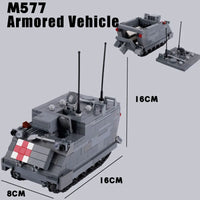 WWII Military US German Armored Vehicle MOC Building Blocks Soldiers Figure Tank Gun Carriage Medical Truck Transport Toys K033