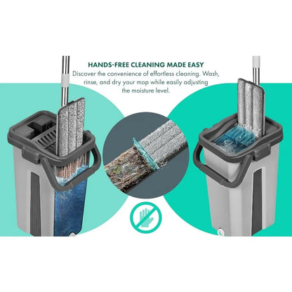 Mop Bucket Set with 12 Microfiber Cleaning Towels and a Cleaning Brush, Mops for Floor Cleaning, Cleaning Tools