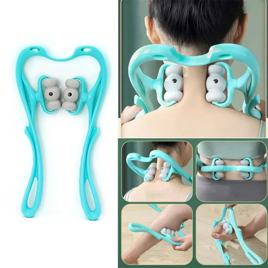 Neck Massager Pain Relief Deep Tissue 360 Degree Neckbud Massage Roller For Neck Shoulder Waist Leg Foot Handheld Relaxer Tool