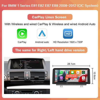 Road Top Wireless CarPlay Android Auto Car Multimedia player For BMW 1 Series E81 E82 E87 E88 Head Unit Screen Display monitor