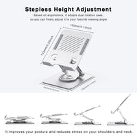 ST04 Swivel Tablet Stand Aluminum Portable 360 Rotating Tablet Stand Holder for Desk Business Kitchen Desktop for IPAD