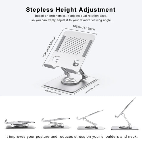 ST04 Swivel Tablet Stand Aluminum Portable 360 Rotating Tablet Stand Holder for Desk Business Kitchen Desktop for IPAD