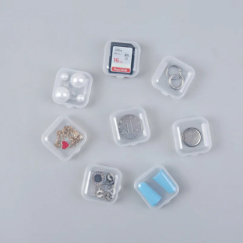 Mini Small Boxes Square Transparent Plastic Box Jewelry Storage Case Finishing Container Packaging Storage Box For Earrings