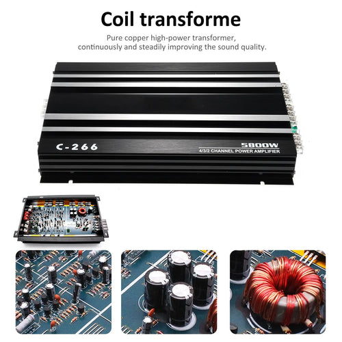 12V High power Car Power Amplifier 4 Channel Audio Speaker Cars Audio Stereo Surround Passive Subwoofer Audio Player