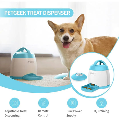 Automatic Treat Dispenser with Remote Button, Puzzle Memory Training Activity Toy- IQ Training Feeder, Pet Automatic Feeders