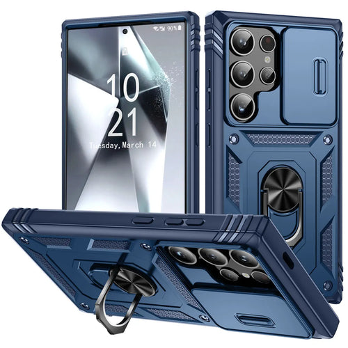 For Samsung Galaxy S24/S24+/S24 Ultra 5G Phone Case Hybrid Ring Kickstand Card Slot Camera Protection Hard Shockproof Cover