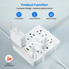 TRANSTON   Power strip with Surge Protector, 9 power strip   3 USB Ports,5ft Extension Cord, Quick Charge, For Home and Off