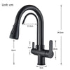 Quyanre Matte Black Filtered Crane For Kitchen Pull Out Spray 360 Rotation Water Filter Tap Three Ways Sink Mixer Kitchen Faucet EzBuyCo