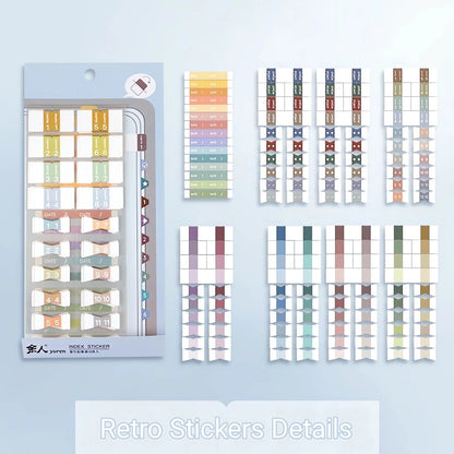 Macaron Retro Index Sticker Pack Pack, Page Point Marking Labels, Calendar Schedule Memo Flag Sticker Tab for Office School