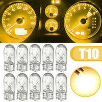 10pcs Car T10 Halogen Bulbs - 3W 194 158 Wedges 12V White Auto Lamp Set