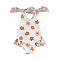 2024-01-17 Lioraitiin Toddler Baby Girl  Swimsuit Floral Romper Baby Beach Swimwear Swimming Ruffle Summer Bathing Suit Sunset
