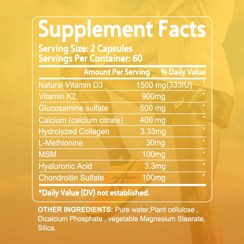 Calcium, Magnesium, Vitamin D3 & K2 - Supports Joint Pain Relief, Anti-Inflammatory, Joint, Immune Health, 120 Capsules