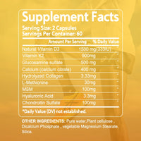 Calcium, Magnesium, Vitamin D3 & K2 - Supports Joint Pain Relief, Anti-Inflammatory, Joint, Immune Health, 120 Capsules
