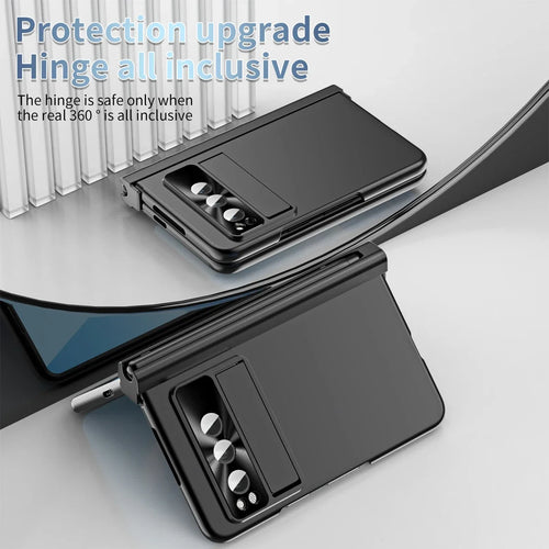 For Google Pixel Fold Electroplating Case with Pen Slot Hinge Full Protection Magnetic Hinge Automatic Adsorption Phone Cover