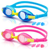 2 Pack Kids Swimming Goggles Age 3-14 Years Old Anti-fog 100% UV Protection Clear Vision No Leaking Quick Adjustable Strap
