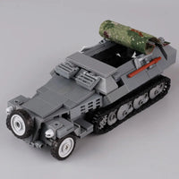 WWII Military US German Armored Vehicle MOC Building Blocks Soldiers Figure Tank Gun Carriage Medical Truck Transport Toys K033