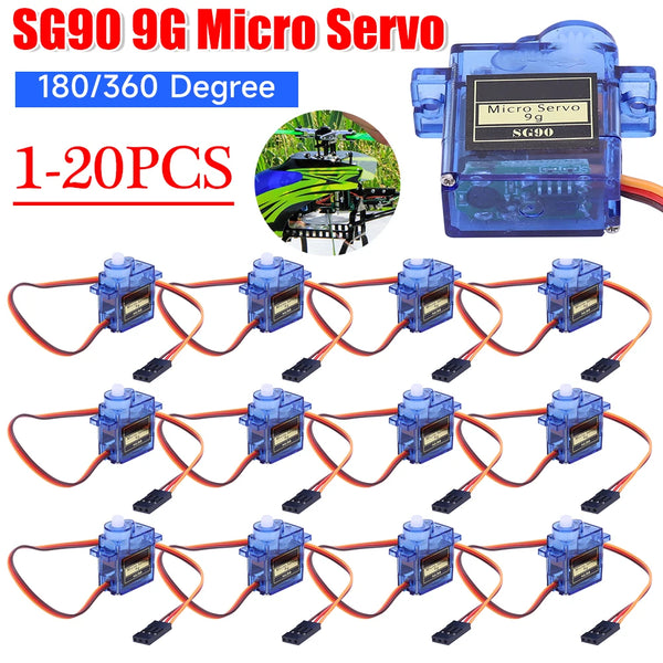SG90 9G Micro Servo Motor for For RC Car Toy Airplane 180/360° Fixed Wing Micro Servo Motor for RC Helicopter Aircraft Airplane