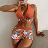 Shorts Bikinis Set  High Waist Swimsuit Women Swimwear 2 Pieces Plant Print Bathers Bathing Swim Suit Beachwear