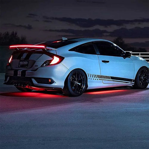 Universal Trunk Spoiler Wing Kit with Light, Carbon Fiber Accessories for Cars Driving Brake Turn Signal Running Trim Lamp 51in