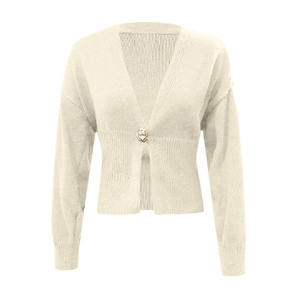 Elegant Deep V Neck Cardigan Sweaters For Women Trendy Golden Button Lightweight Sweater Pullover Women Women Pullover Sweaters