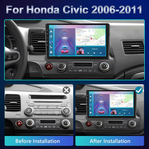 Podofo Android Car Radio For Honda Civic 2006-2011 Android Auto 2Din Multimedia Player GPS Navigation Radio No DVD Head Unit