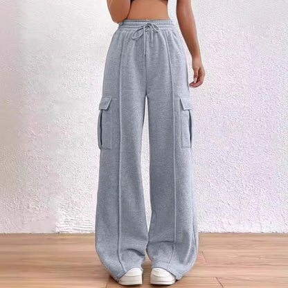 Women'S Autumn/Winter Sweatpants High Waisted Loose Wide Leg Pants Street Style Casual Workout Joggers Straight Crotch Trousers