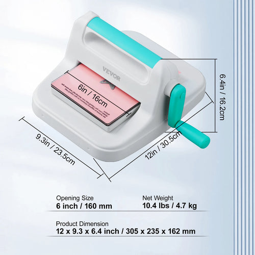 VEVOR 6/9in Manual Die Cutting Embossing Machine Mini Opening Scrapbooking Handmake Tools for DIY Art Craft Card Decorations