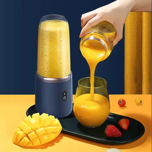 Portable Juicer Cup 6 Blade Blender Bottle  Household Fruit Juicer Cup Smoothie Blender USB Rechargeable Juicer Kitchen Tool