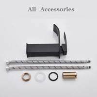 Bathroom Black Waterfall Basin Sink Faucet Brass Cold Hot Water Mixer Vanity Tap Deck Mounted Washbasin Tap