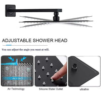 Matte Black Wall Mount Bathroom Shower Faucet 8/10/12/16 Inch Rainfall Mixed Hot Cold Water Mixer Bathtub Tap with Hand Sprayer