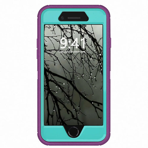 Purple Phone Case For iPhone 7 / iPhone 7 Plus Heavy Duty Shockproof Protective Rugged 3-Layers Hard Cover