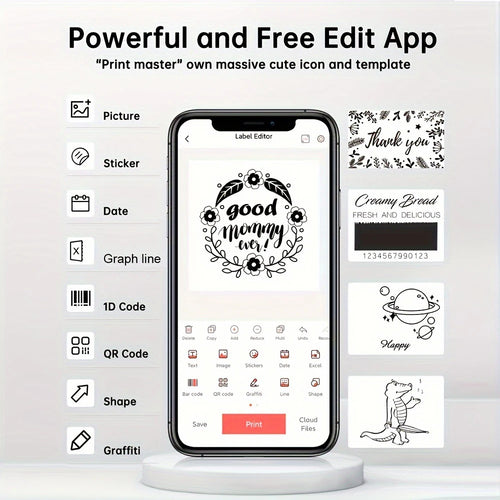 Marklife P50 Label Maker Mini Portable Thermal Printer Self-adhesive Label Printer Similar as E210 M110 Print Label Sticker