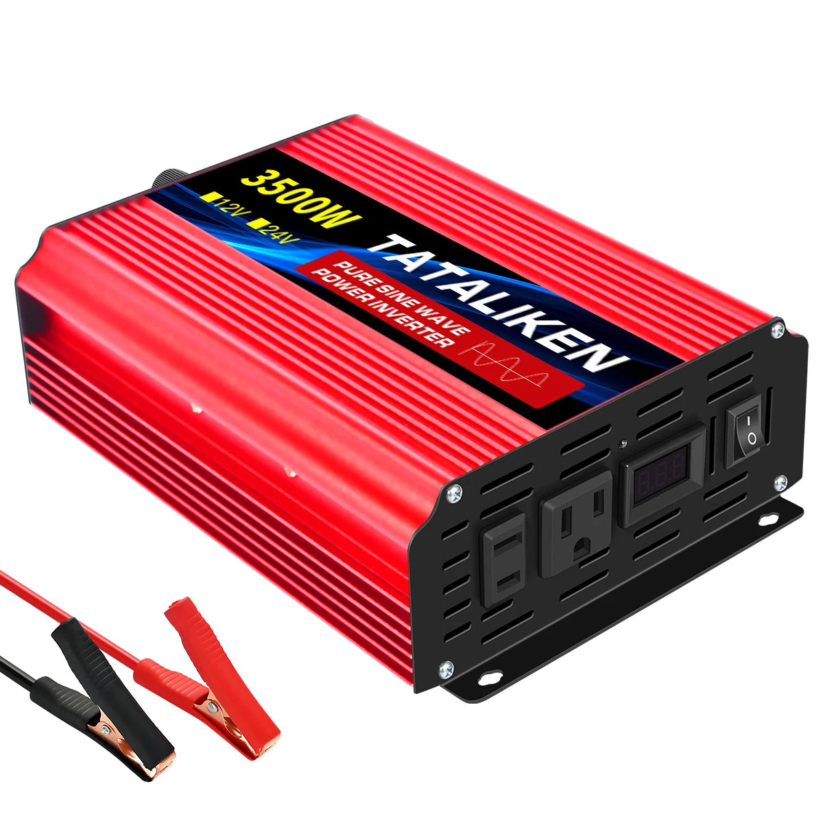 US Socket 12V To AC 110V 60HZ Pure Sine Wave Inverter Car Power 1600W/2200W/3000W Voltage Portable Converter with LED EzBuyCo