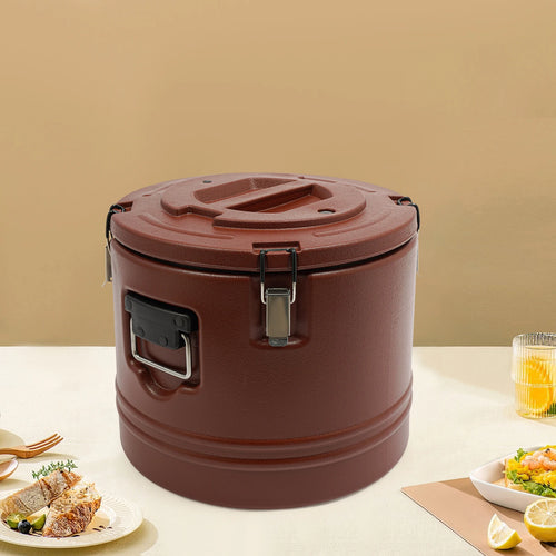30L Food Warmer, Stainless Steel Food Cooler, Brown Insulated Food Carrier, Commercial Soup Container for Hot or Cold Food